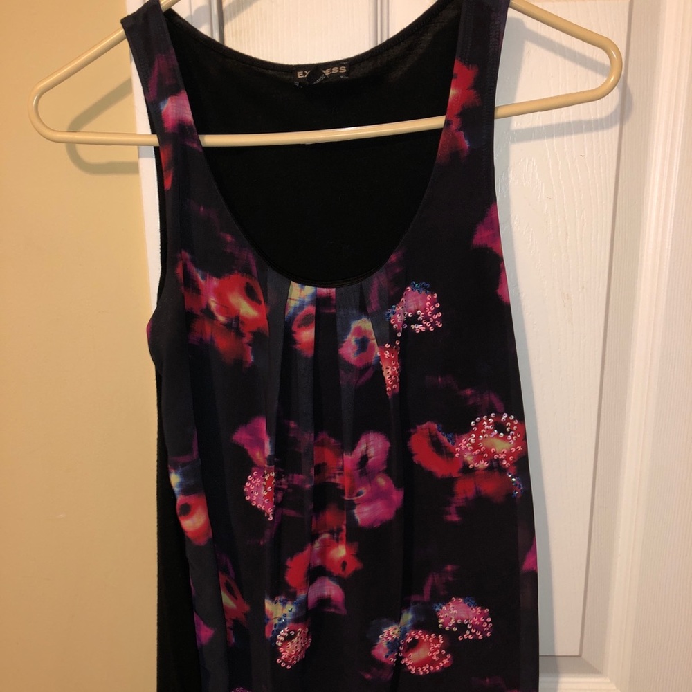 Women’s Express Floral Black Tank (XS)